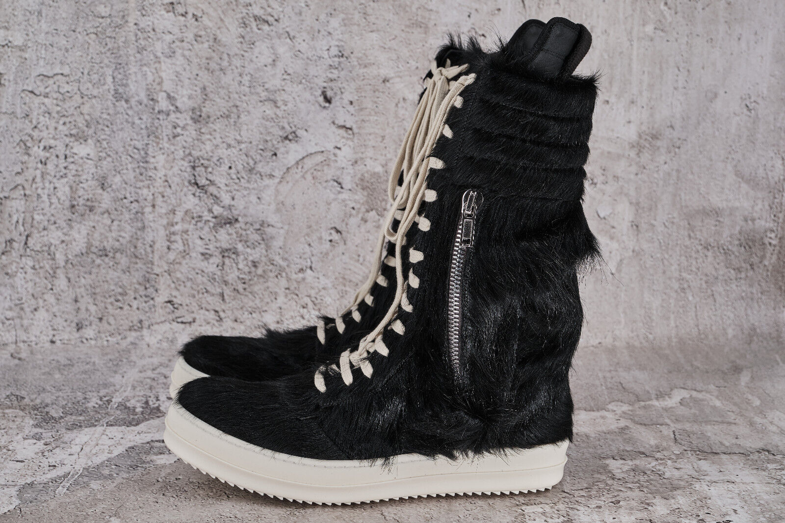 Rick Owens NWT BLACK PONY HAIR COW LEATHER CARGOBASKET SNEAKERS 42 |  hurricane08 | REVERSIBLE