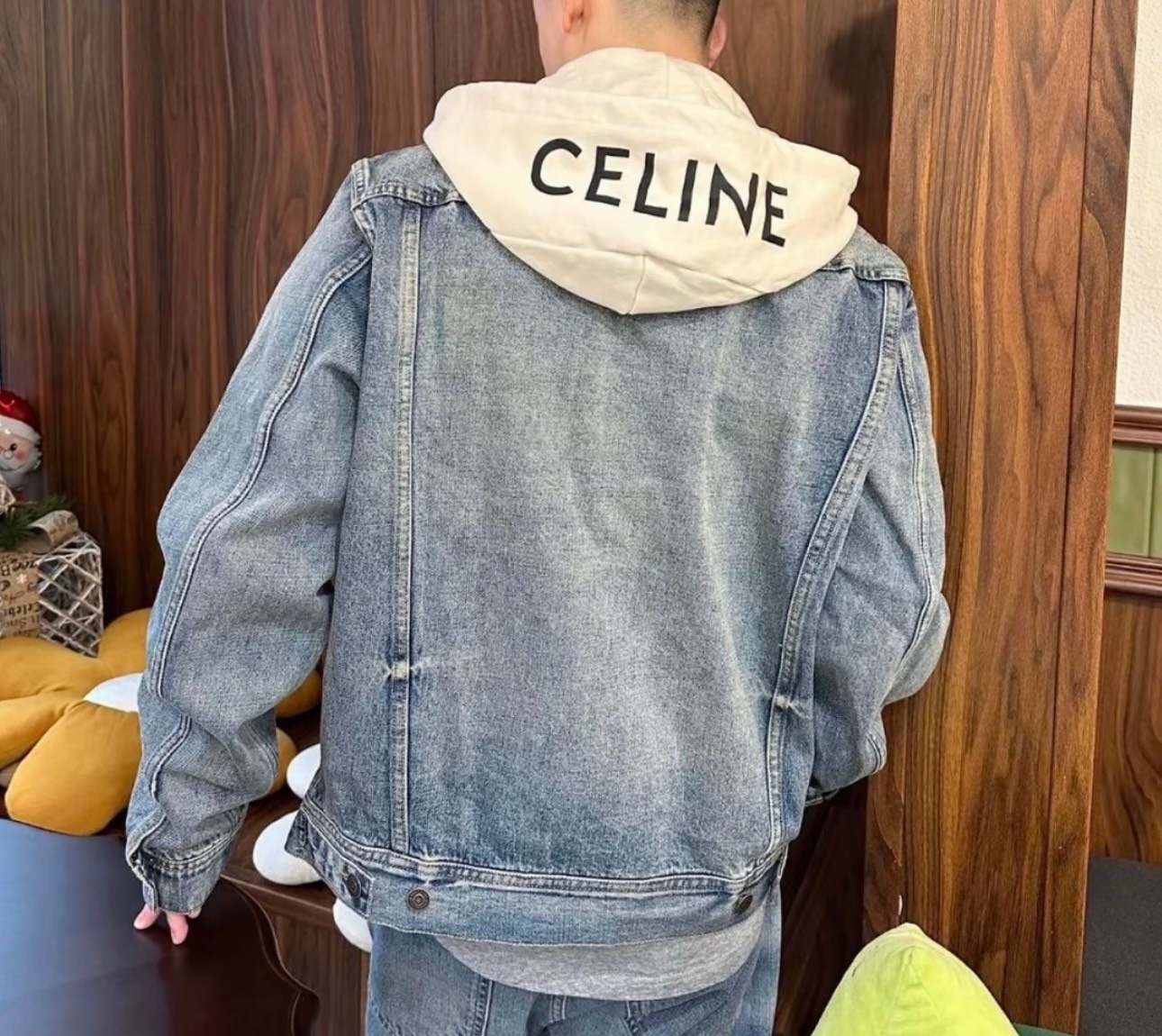 CELINE Celine back logo fake two-piece denim jacket | ubvintage
