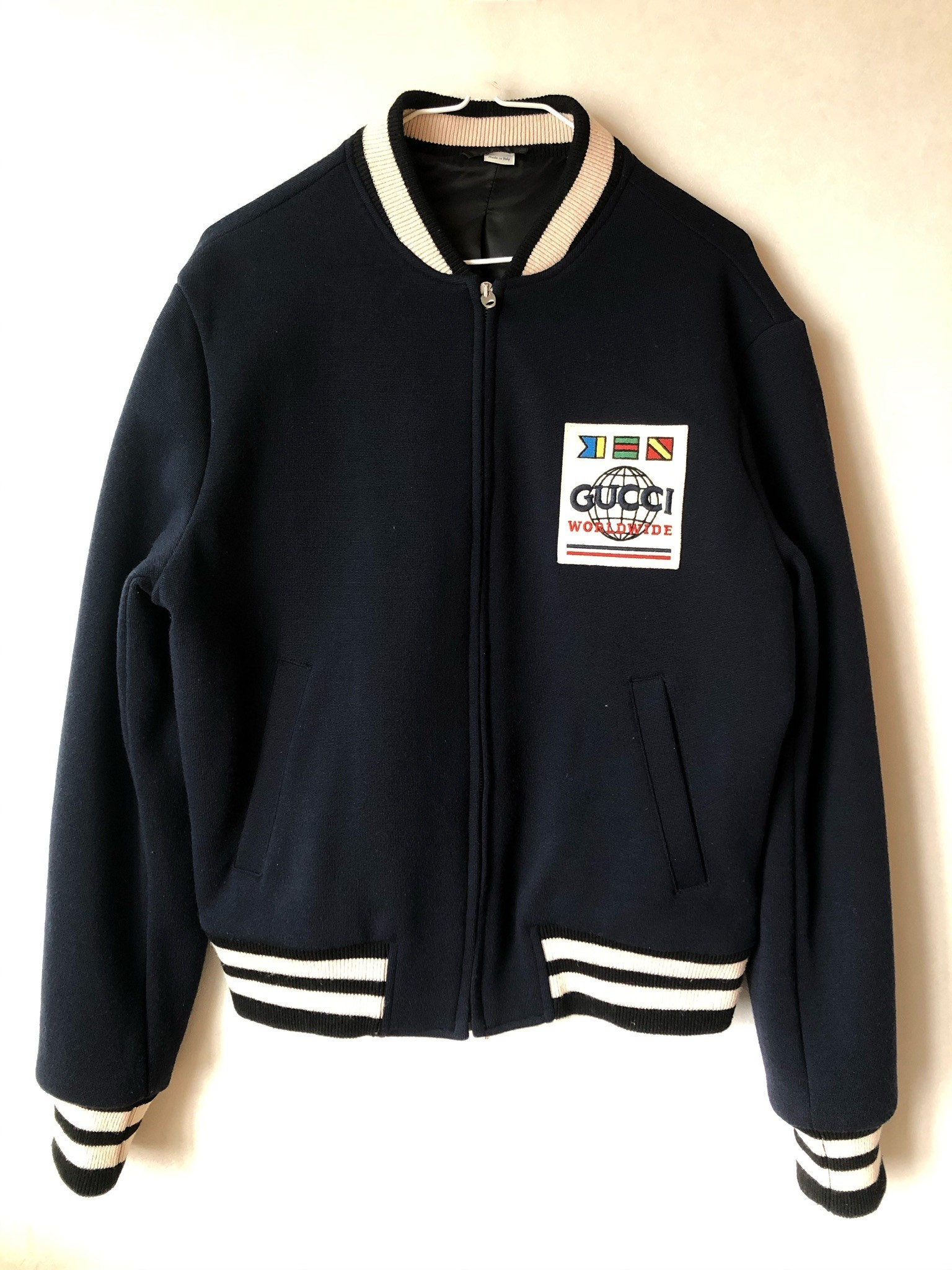 ジャケット・アウター GUCCI Jersey Wool Jacket Blouson Navy Gucci Navy Blue Bee Embroidered Wool Bomber Jacket | eBay