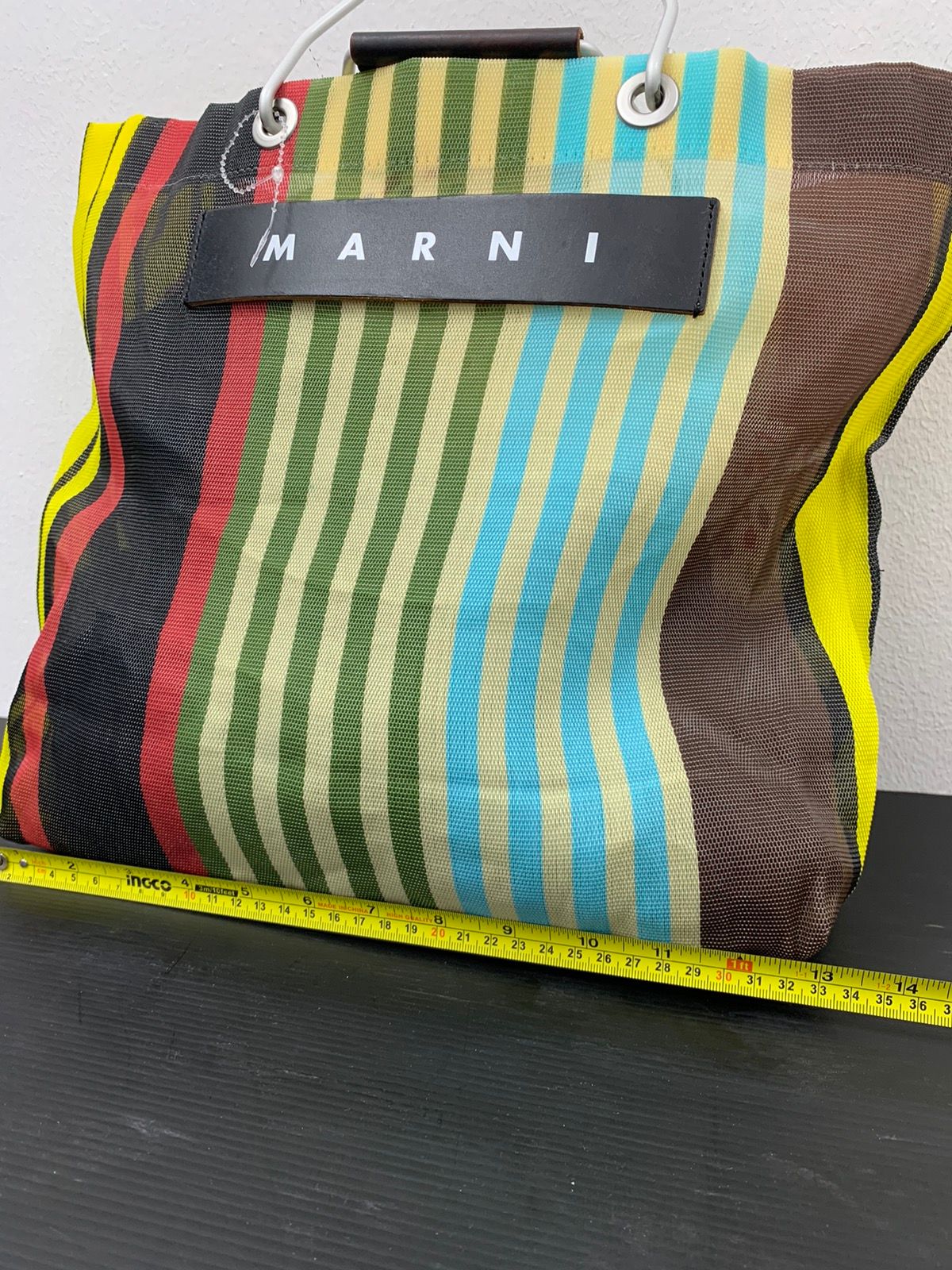 Marni MARNI MARKET BAG STRIPE MULTICOLOR GREEN BAG neo.cross REVERSIBLE