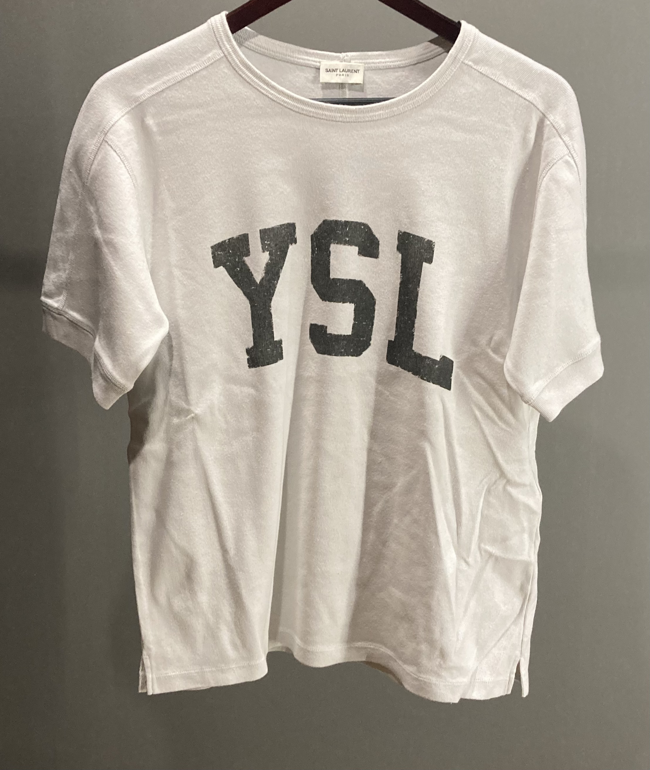 SAINT LAURENT Saint Laurent YSL Vintage T-shirt Dirty Ecru Size S | mexpipe  | REVERSIBLE