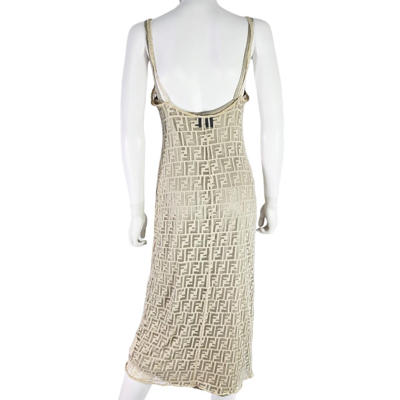 white christmas dresses FENDI 1990s ZUCCA SHEER CREAM DRESS – RDB main image 1