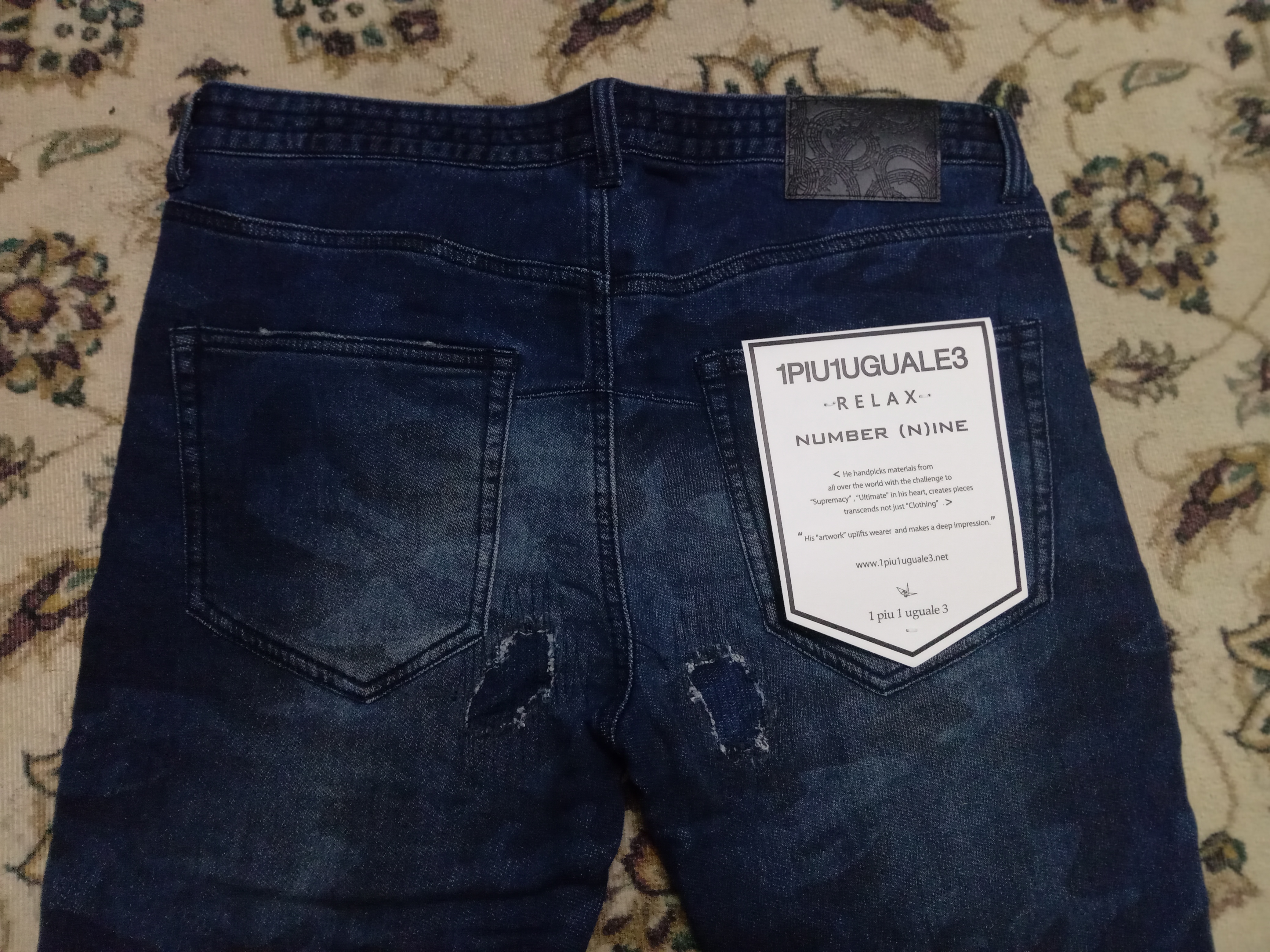 1PIU1UGUALE3 RELAX NUMBER NINE コラボ デニム L 1PIU1UGUALE3 RELAX x NUMBER(N)INE /crash denim