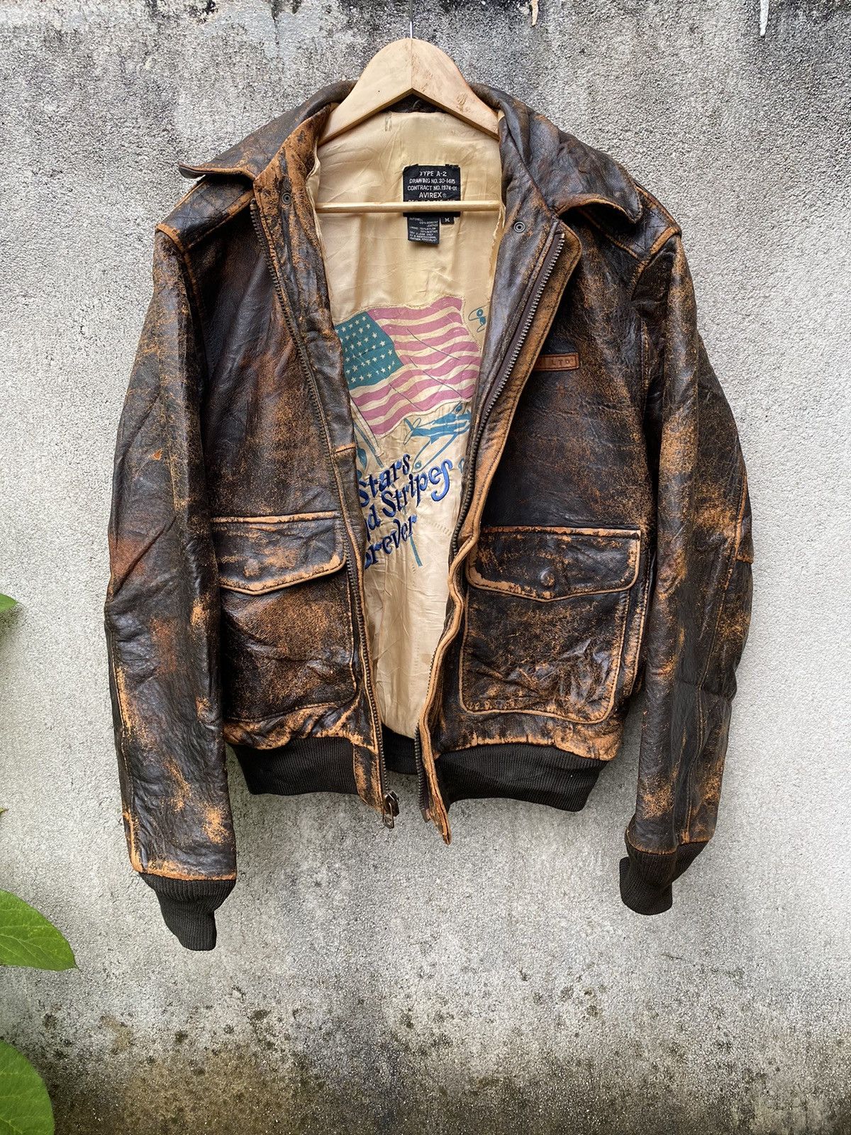 Other Designers Vintage - 1991 Avirex Type A-2 USAF Bomber Leather Jacket |  pen1121 | REVERSIBLE