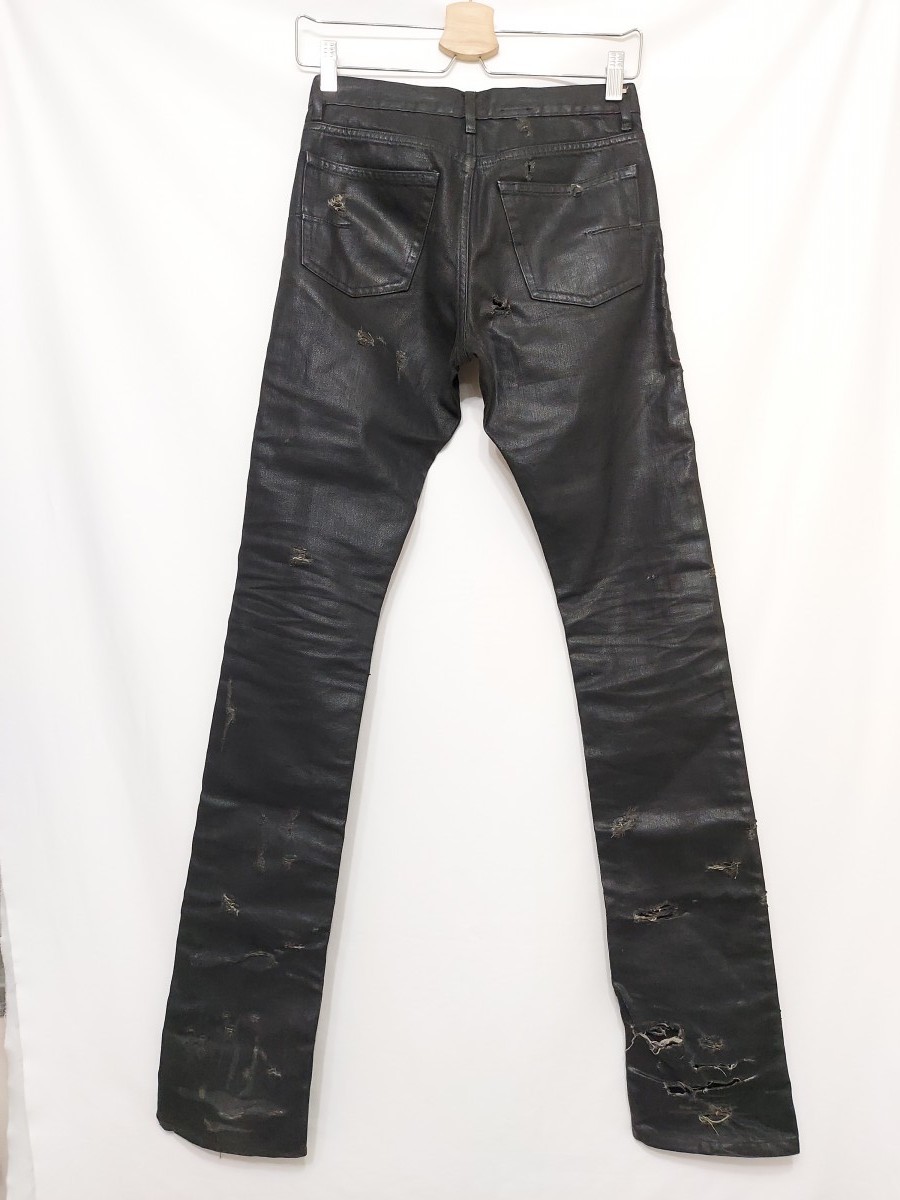 Dior SS04 Strip Waxed Destroyed Distressed Jeans Rare