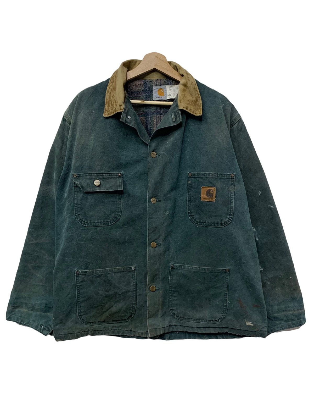 Vintage Carhartt Dark Green Chore Jacket Lightly good Distressed