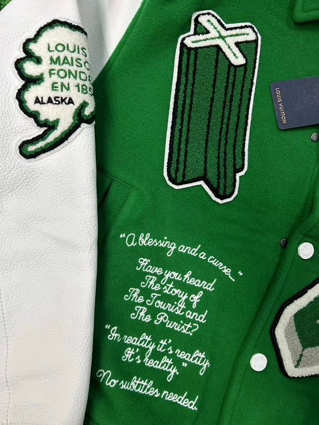 Louis Vuitton Louis Vuitton Green Varsity Patchwork Jacket 50