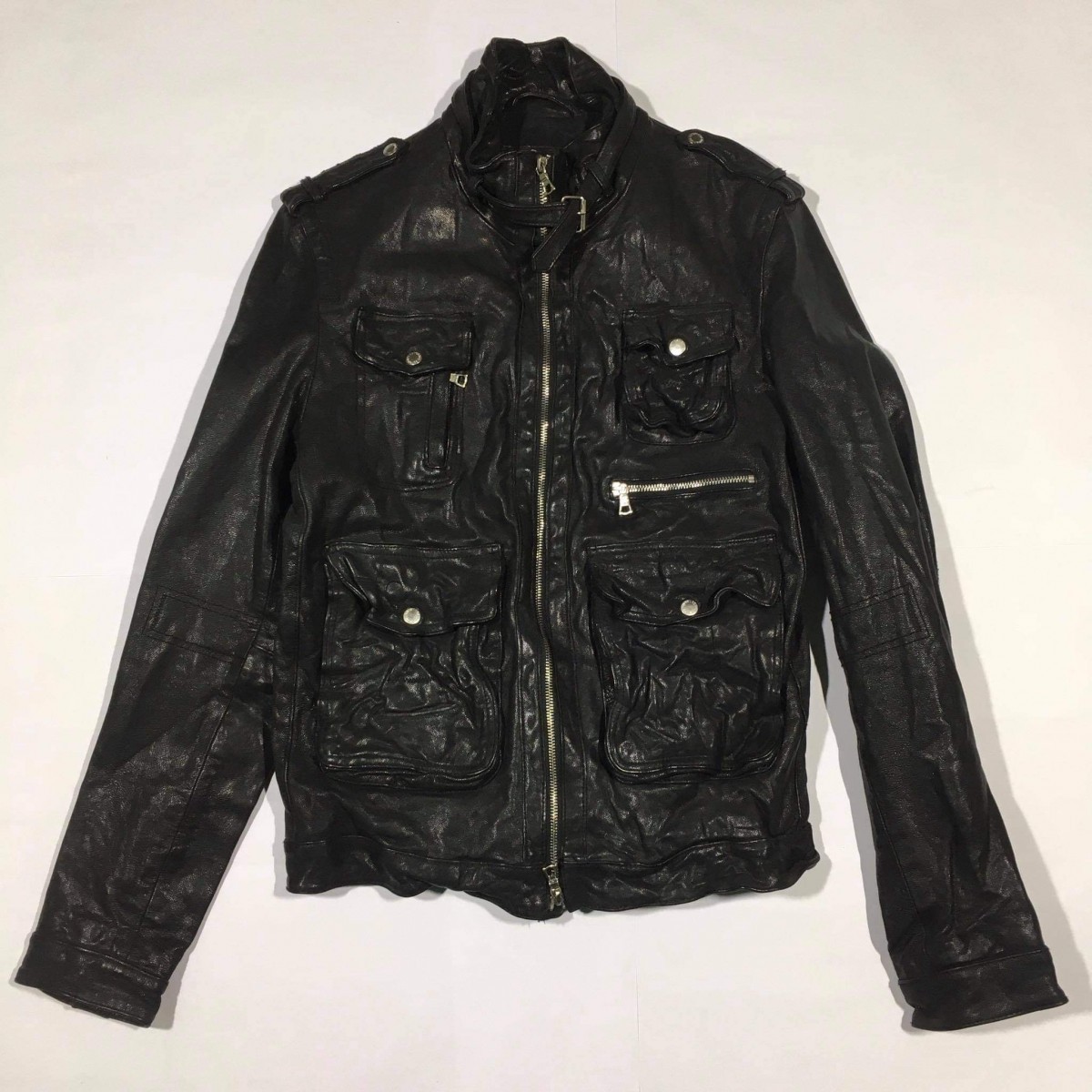 Neil Barrett Wrinkled M-65 Buffalo Leather Jacket | deidara