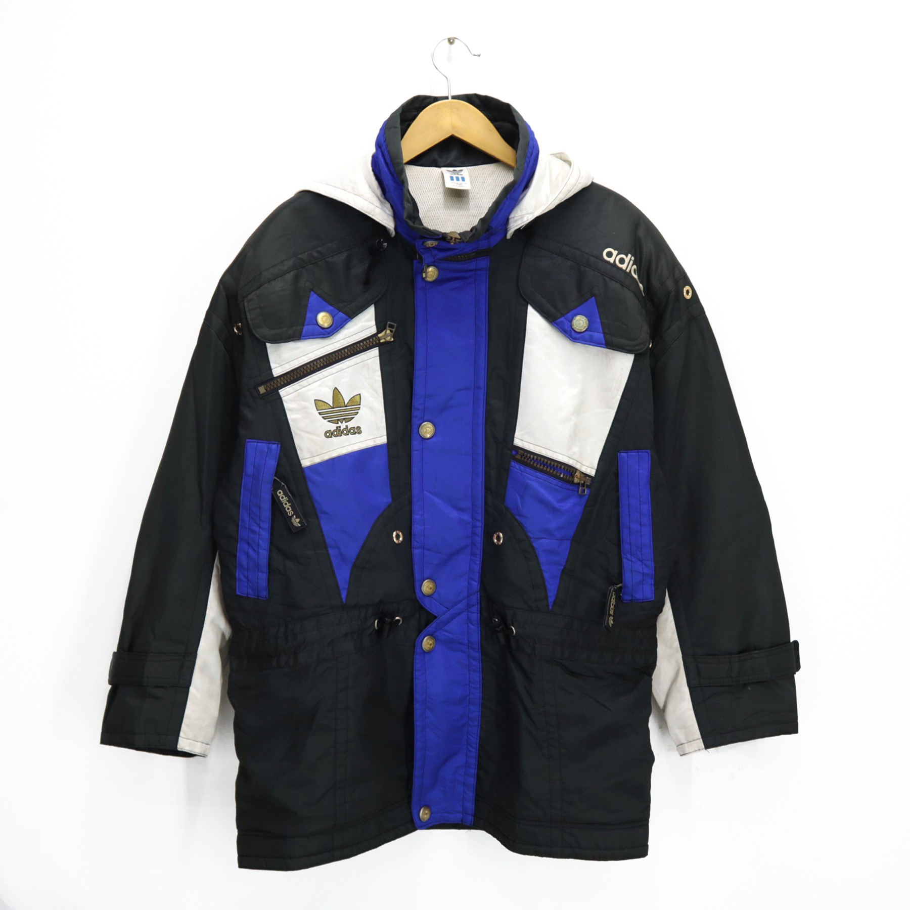 adidas Vintage 90s ADIDAS Big Logo Winter Rain Coat Snow Ski Hoodie Heavyweight Jacket ADIDAS TREFOIL Decente Made in Japan happenplace REVERSIBLE