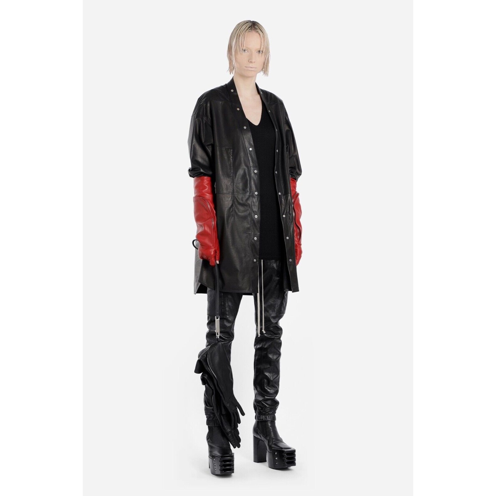 Rick Owens Oversized Leather Shirt Button Black LEGASPI FW19 Larry