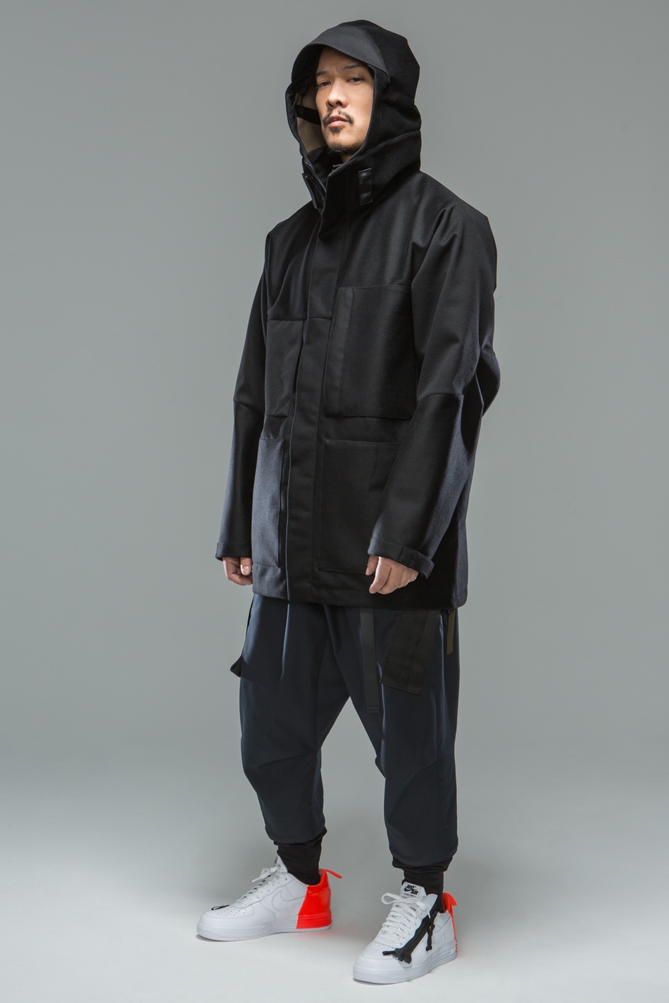 J54-LP 3L Wool Doeskin Parka Black - 2