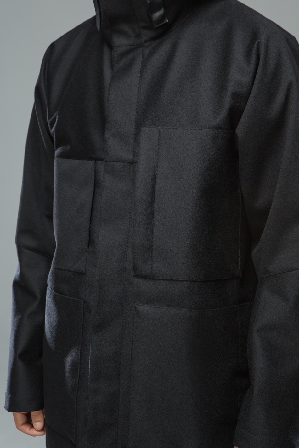 J54-LP 3L Wool Doeskin Parka Black - 10
