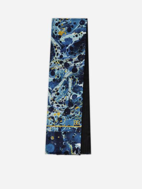 Dolce & Gabbana Silk scarf with blue marbled print