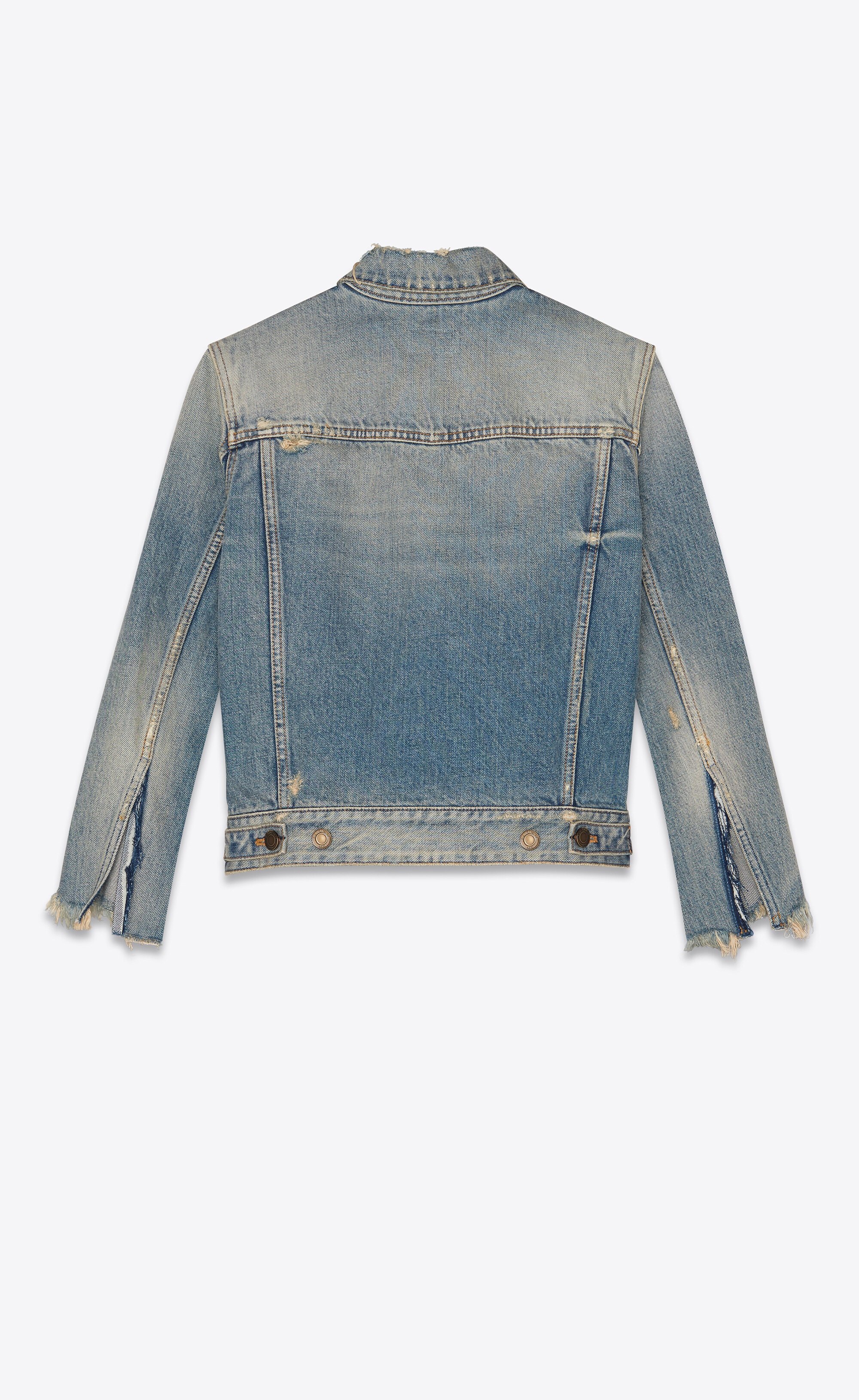 destroyed fitted jacket in rodeo blue denim - 3