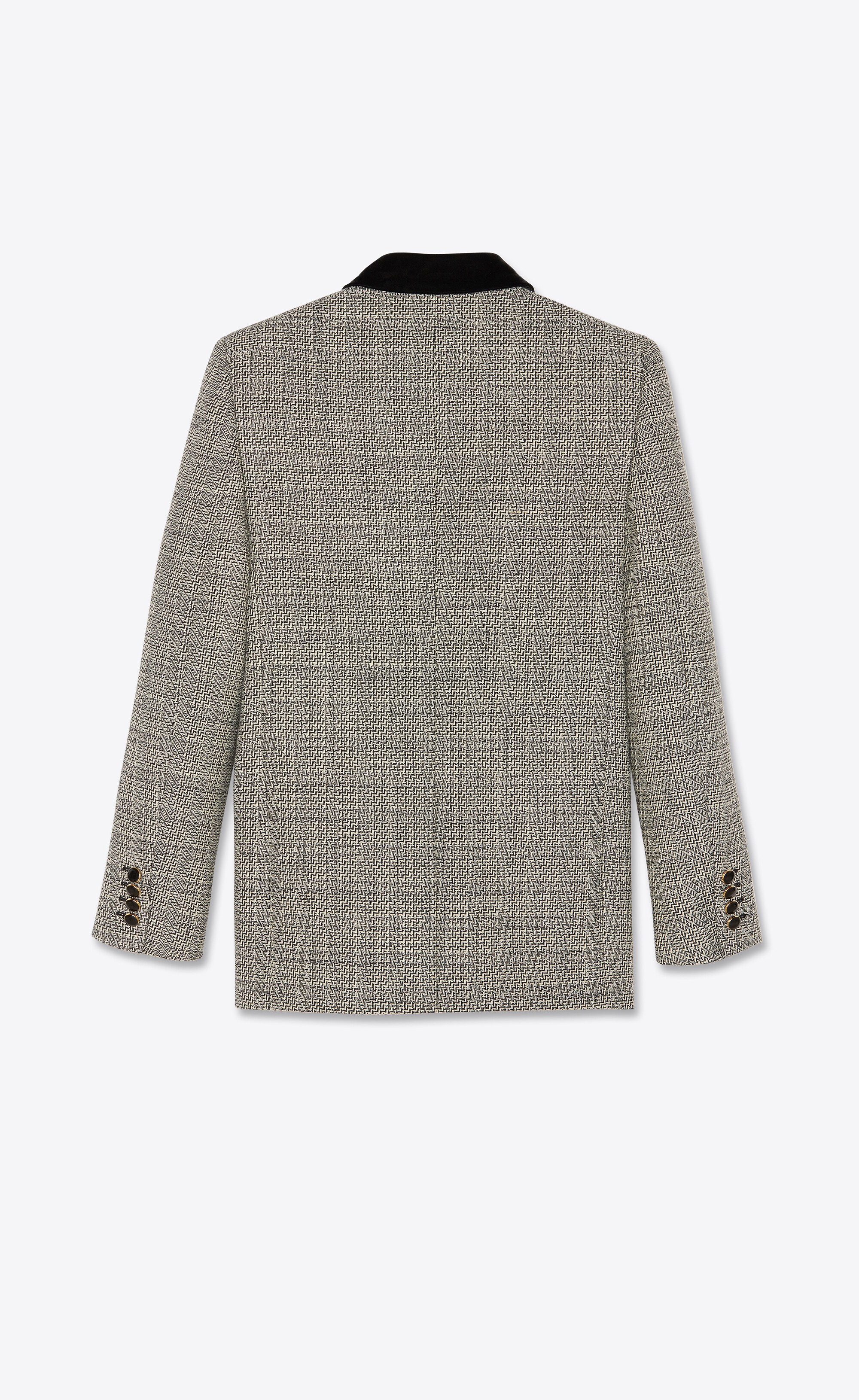 square-cut long jacket in deconstructed prince of wales wool check - 5