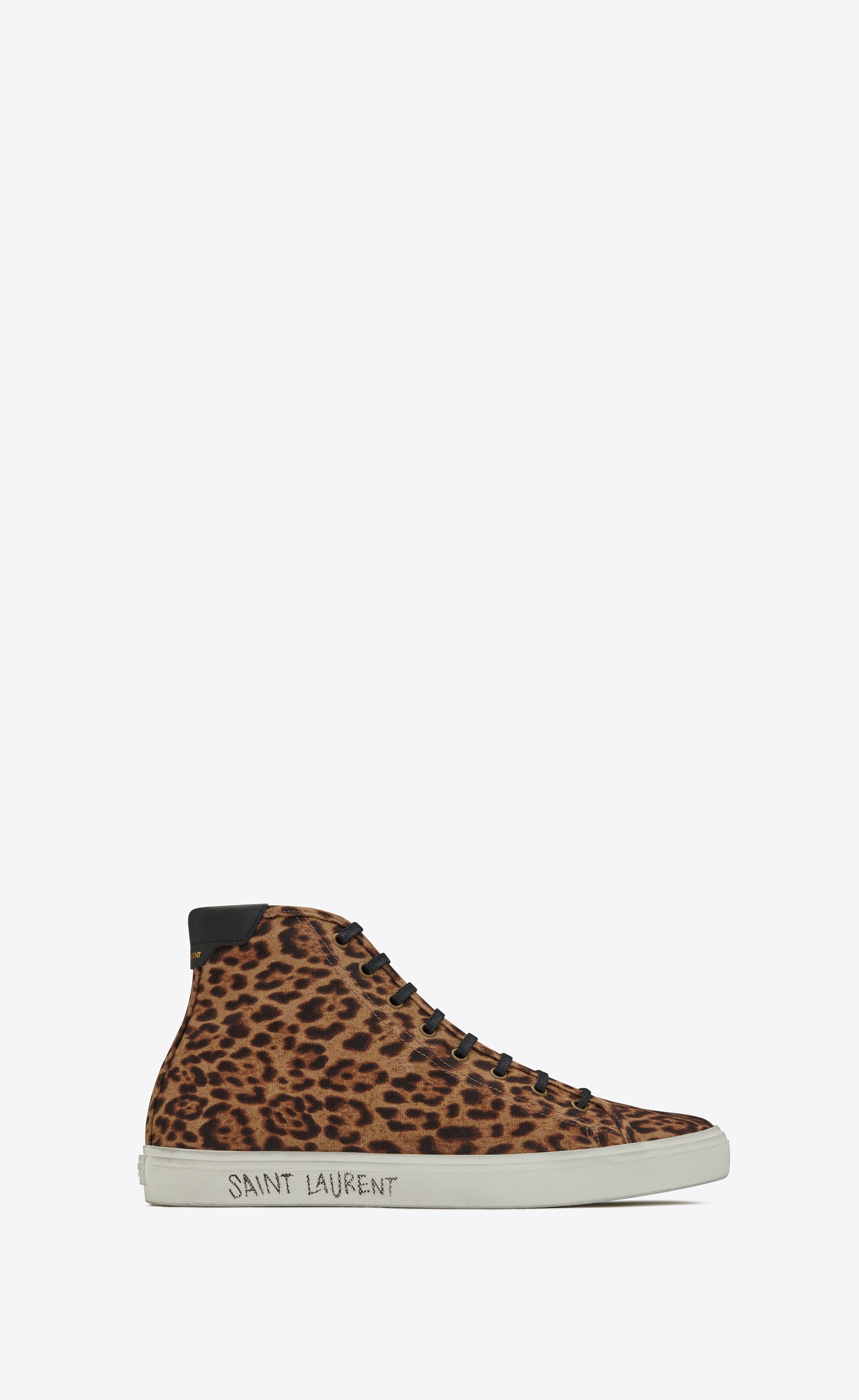 malibu mid-top sneakers in leopard-print canvas and leather - 1