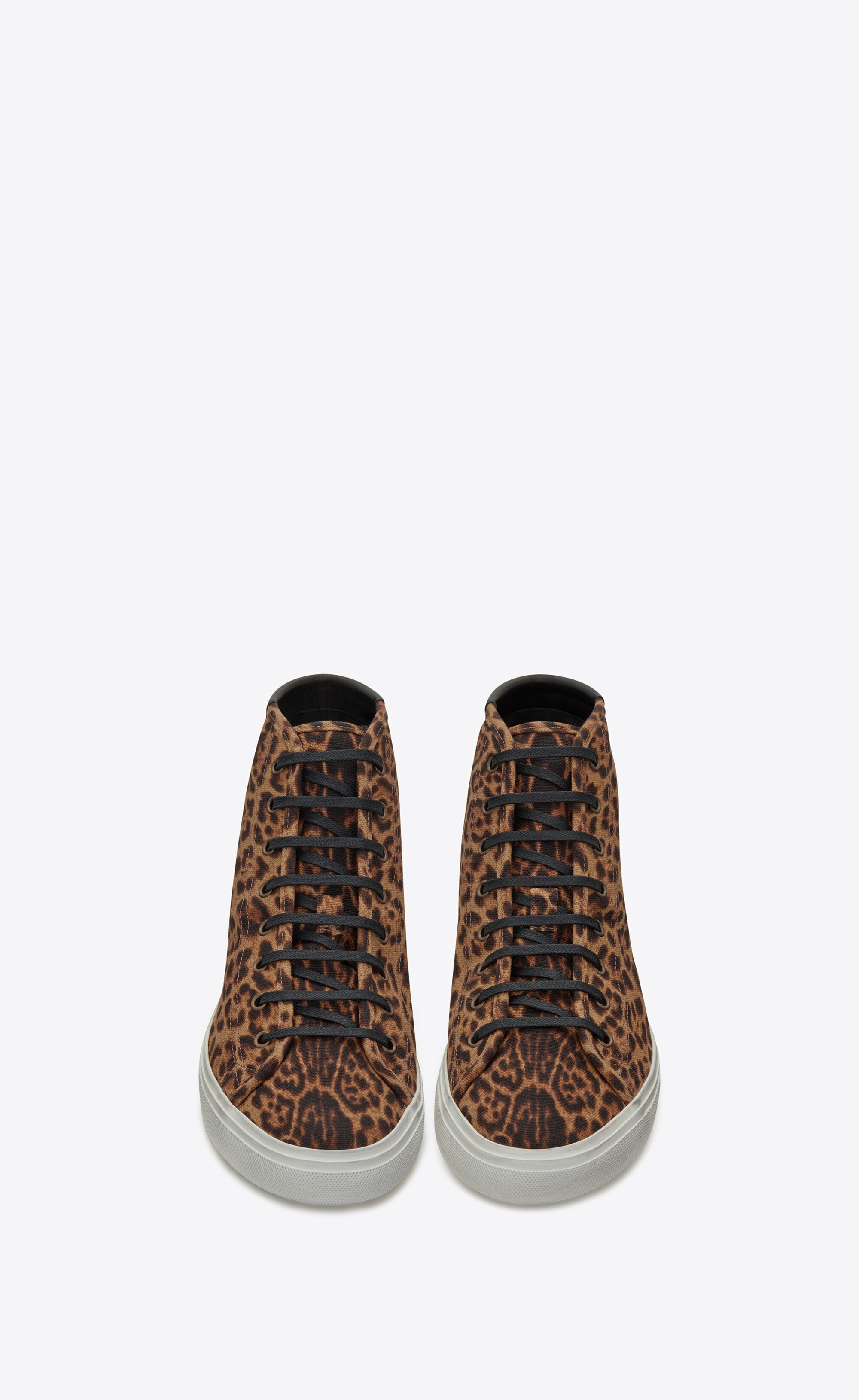 malibu mid-top sneakers in leopard-print canvas and leather - 3