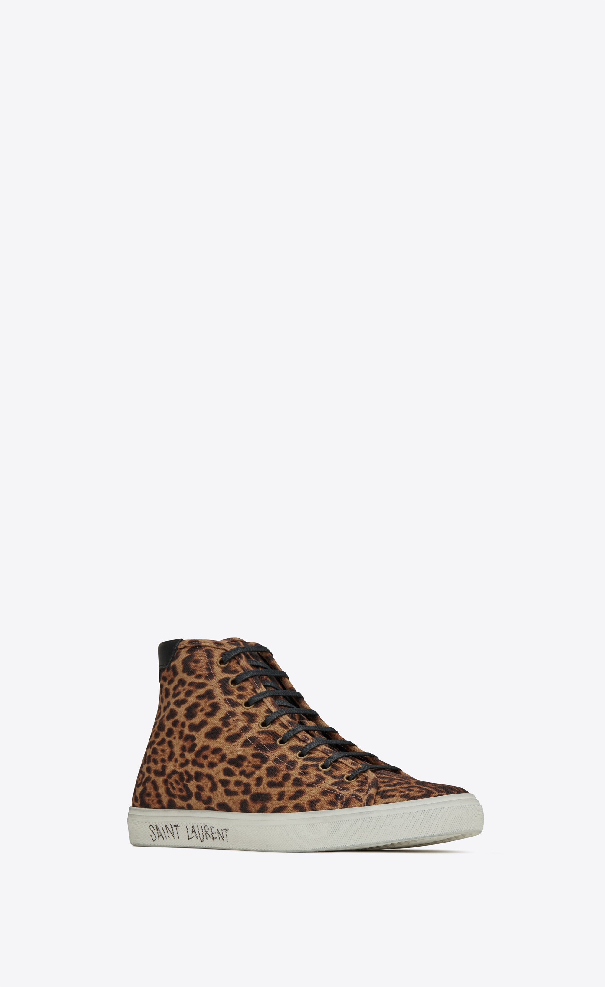 malibu mid-top sneakers in leopard-print canvas and leather - 7