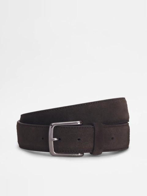 Tod's BELT IN SUEDE - BROWN