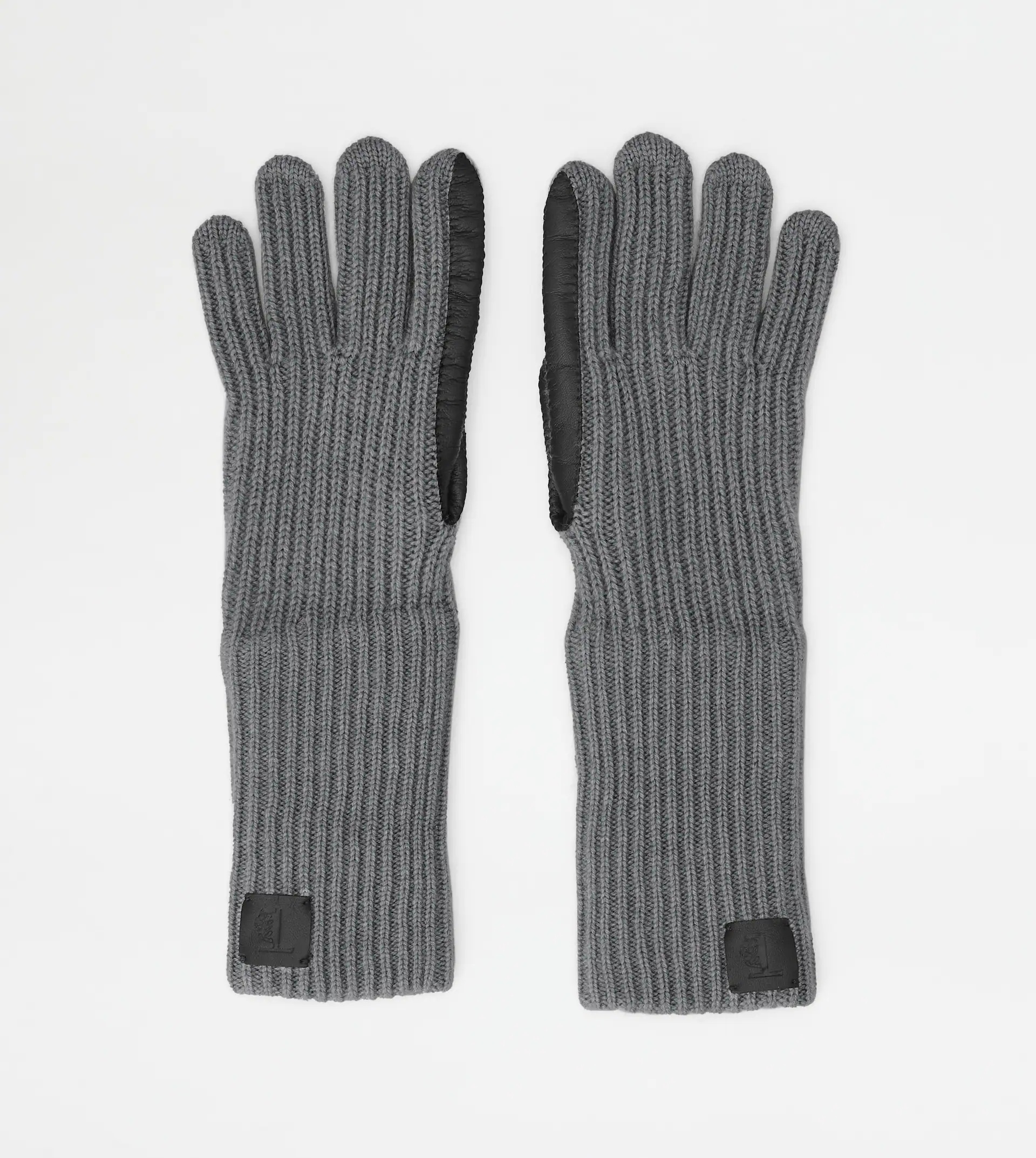 GLOVES IN CASHMERE AND LEATHER - GREY, BLACK - 1