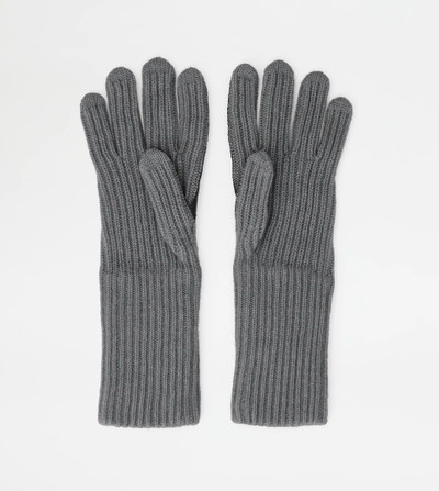 Tod's GLOVES IN CASHMERE AND LEATHER - GREY, BLACK outlook