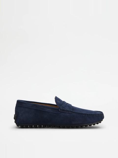 Tod's CITY GOMMINO DRIVING SHOES IN SUEDE - BLUE