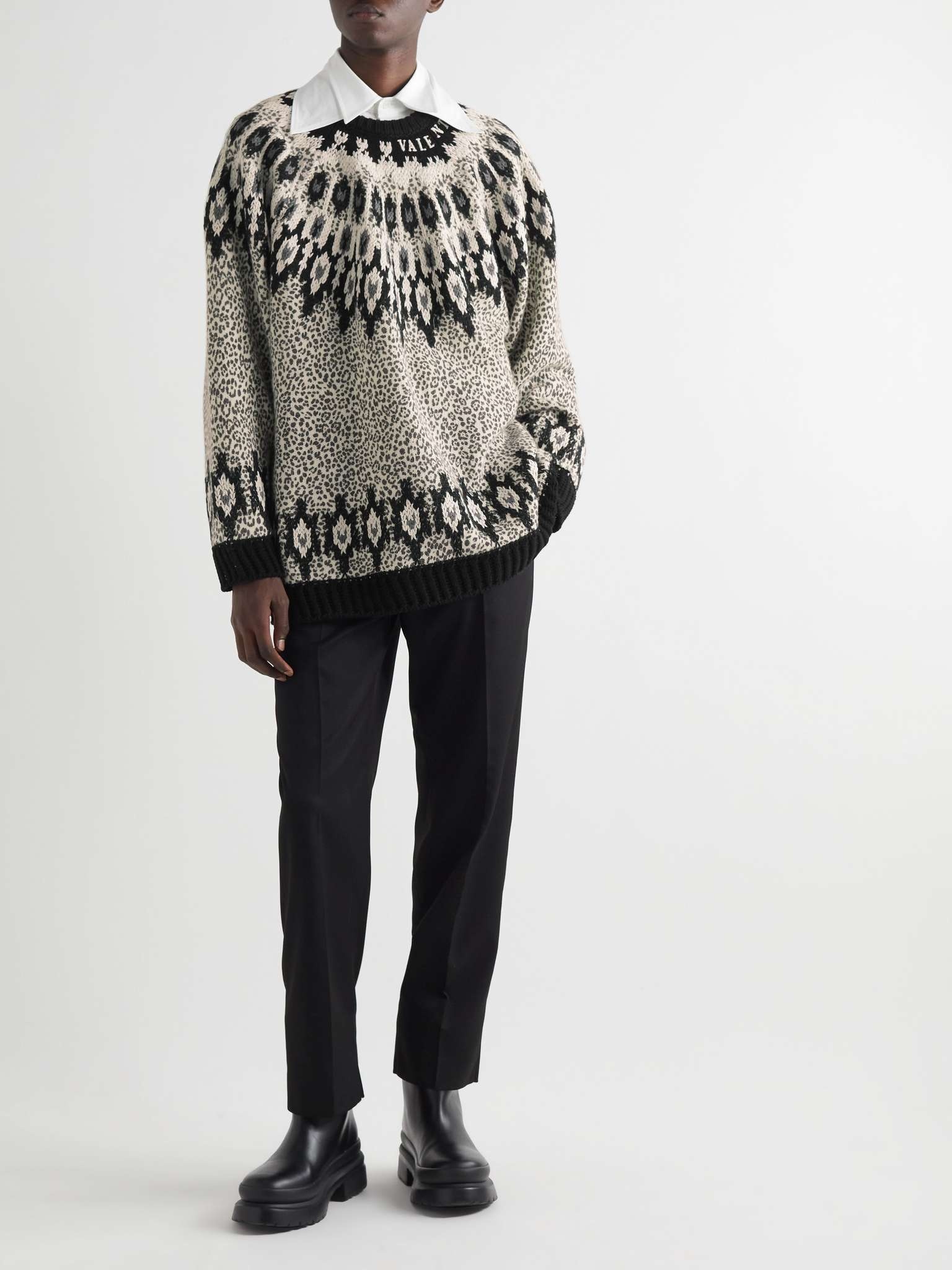 Embroidered Leopard-Print Virgin Wool Sweater - 3