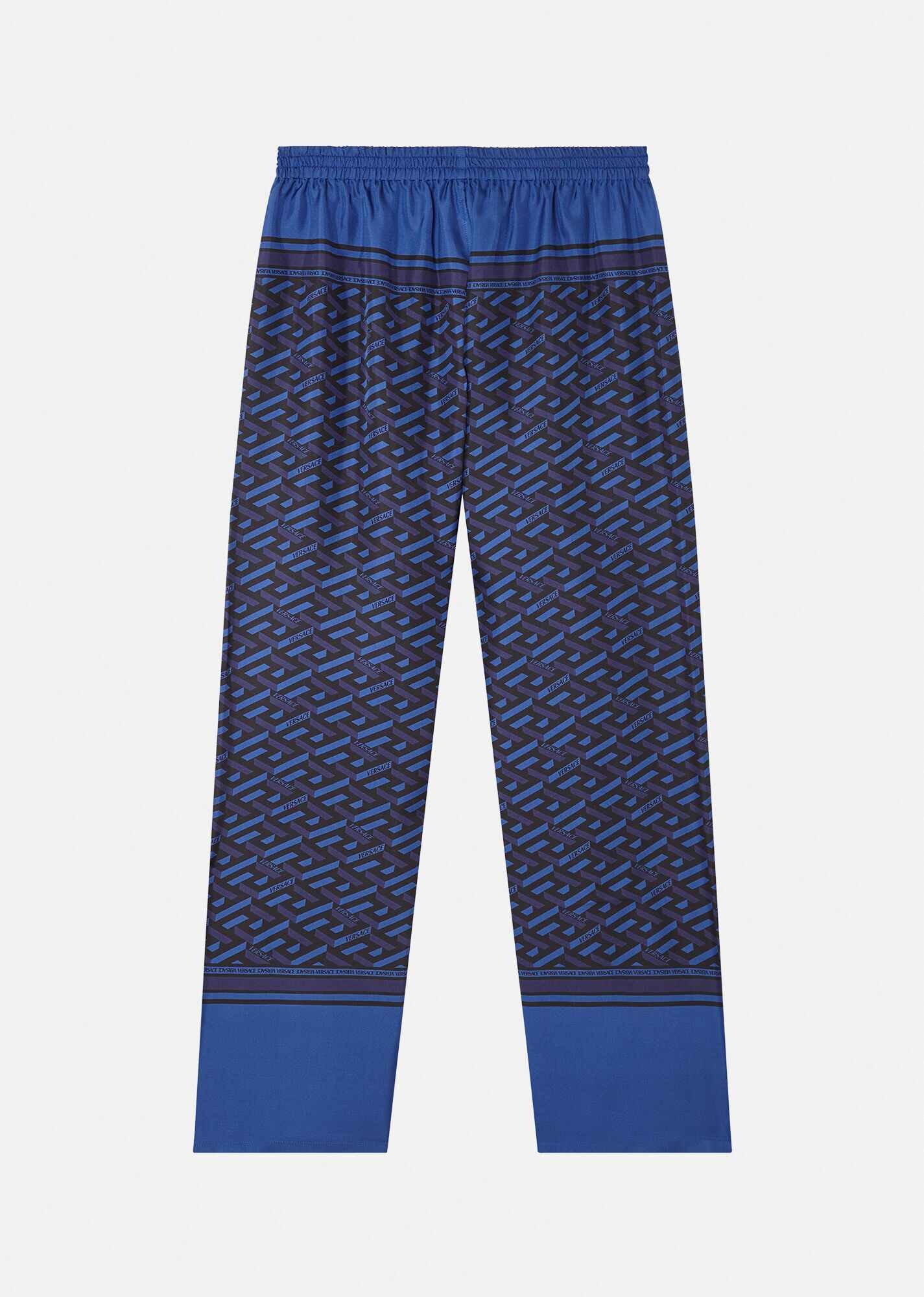 Greca Signature Print Silk Pajama Pants - 3