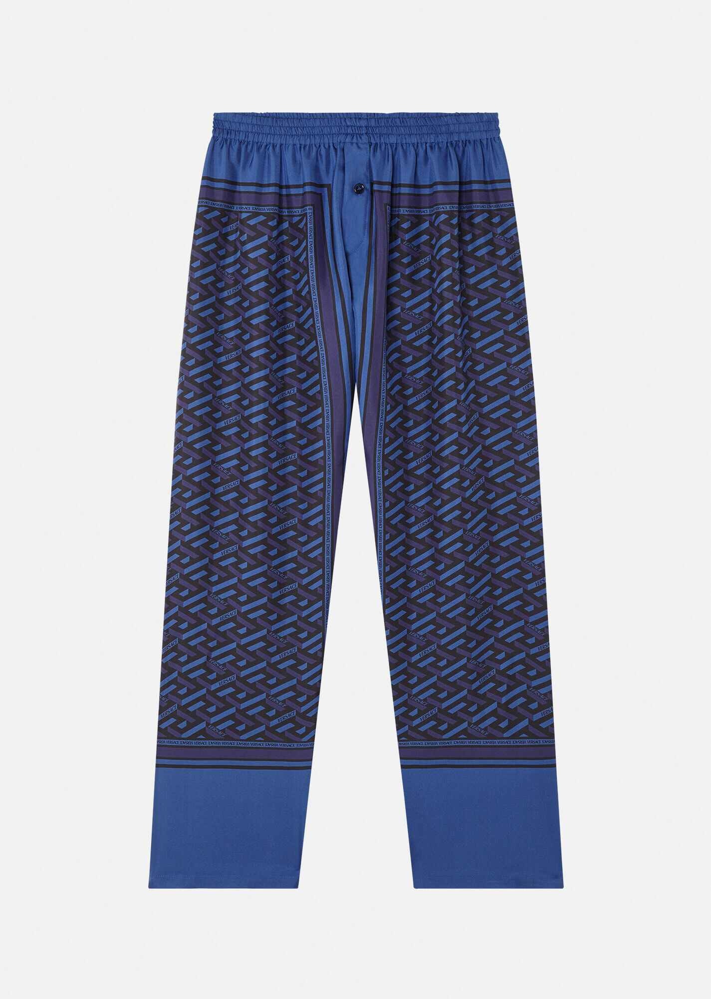 Greca Signature Print Silk Pajama Pants - 1