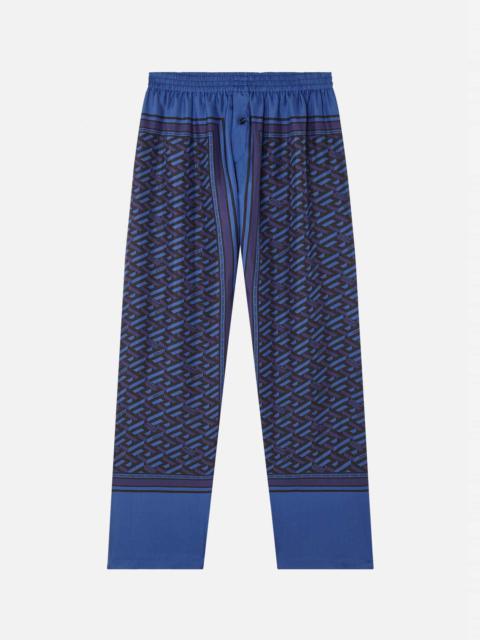 VERSACE Greca Signature Print Silk Pajama Pants