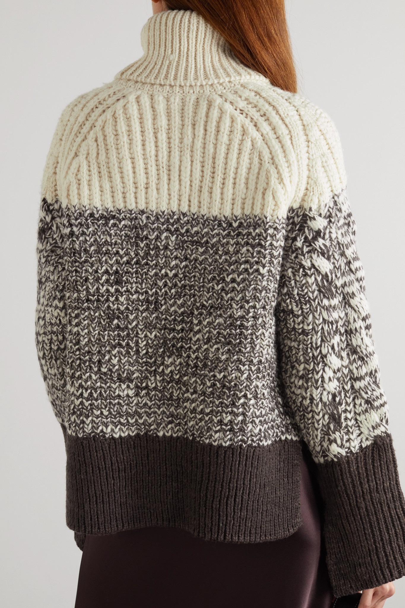 Striped cable-knit wool turtleneck sweater - 5