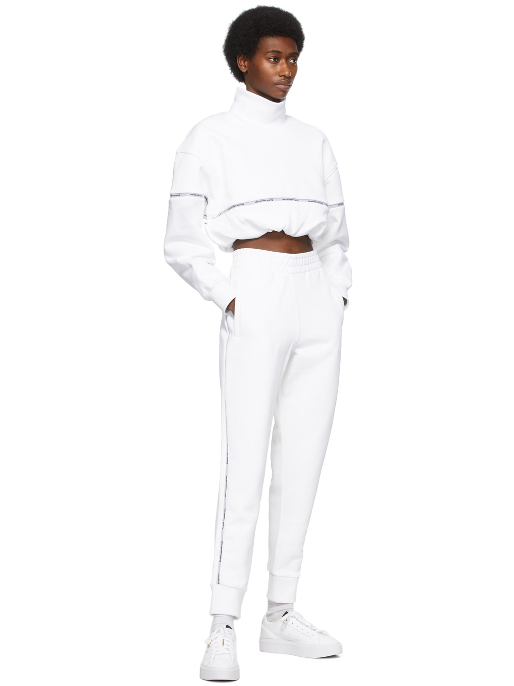 White Logo Tape Lounge Pants - 7