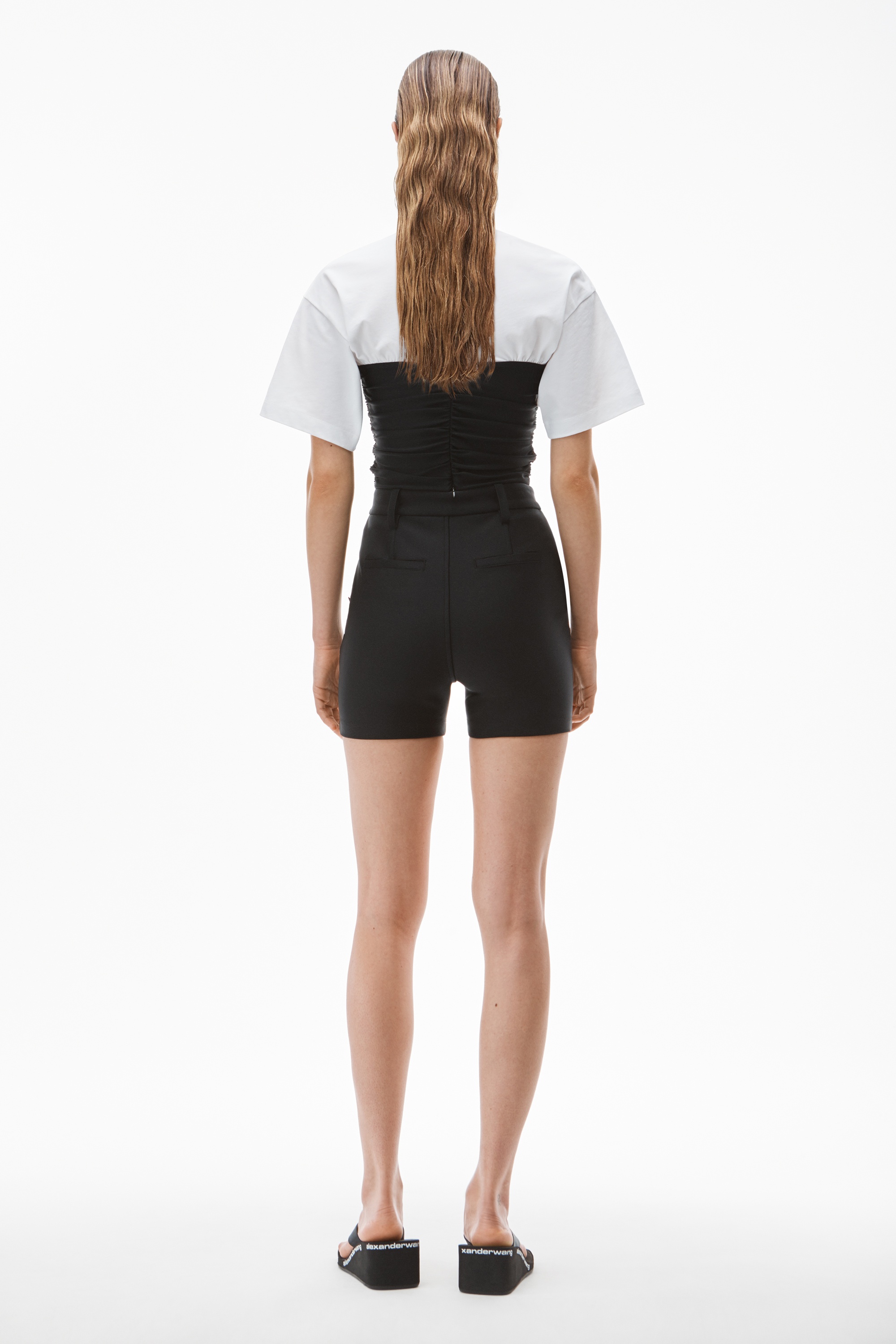 HYBRID TOP IN FITTED RUCHED SPANDEX - 3