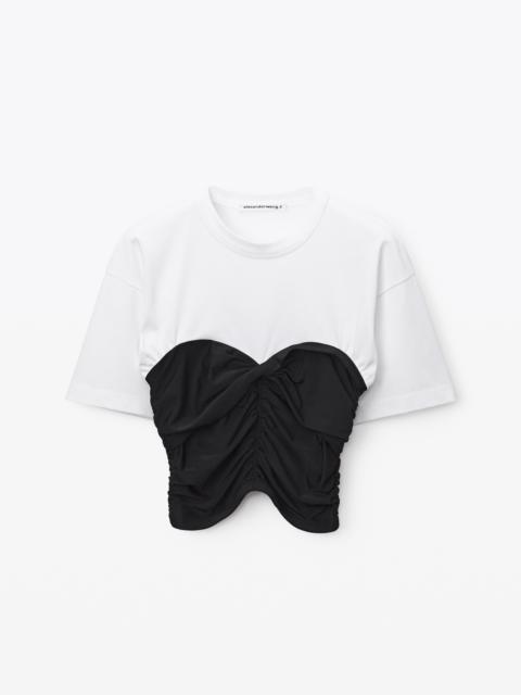 alexanderwang.t HYBRID TOP IN FITTED RUCHED SPANDEX