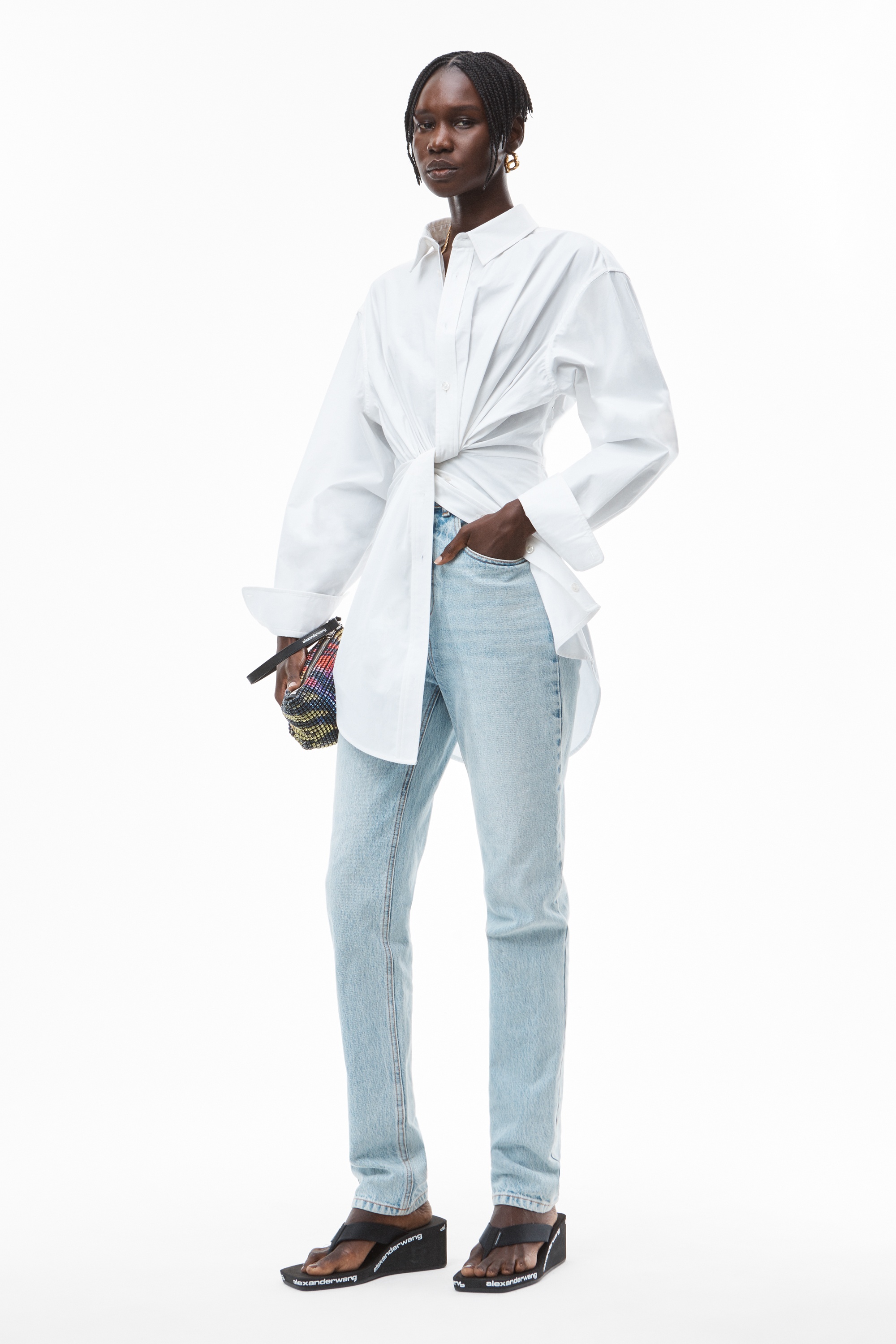 TWISTED PLACKET SHIRT IN COMPACT COTTON - 3