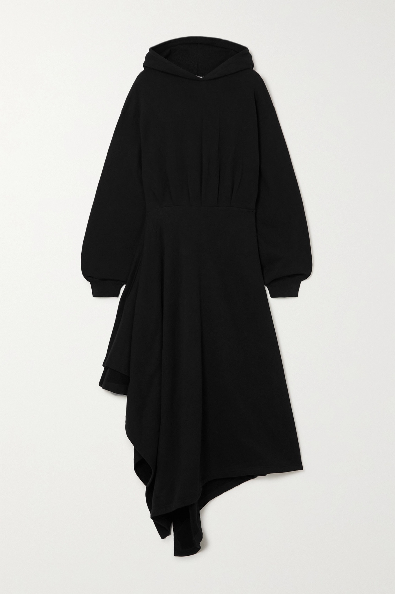 Hooded asymmetric cotton-jersey wrap dress - 1