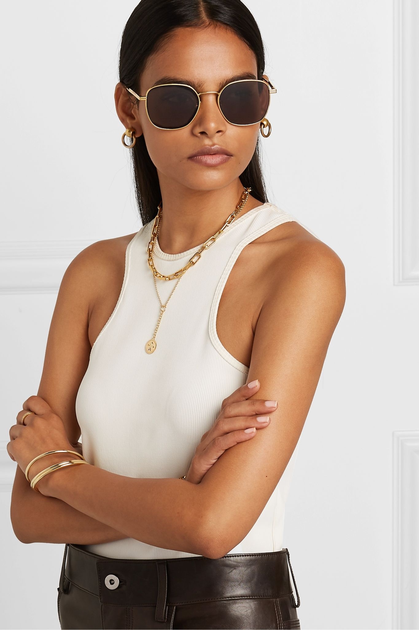 Light Ribbon square-frame gold-tone sunglasses  - 5