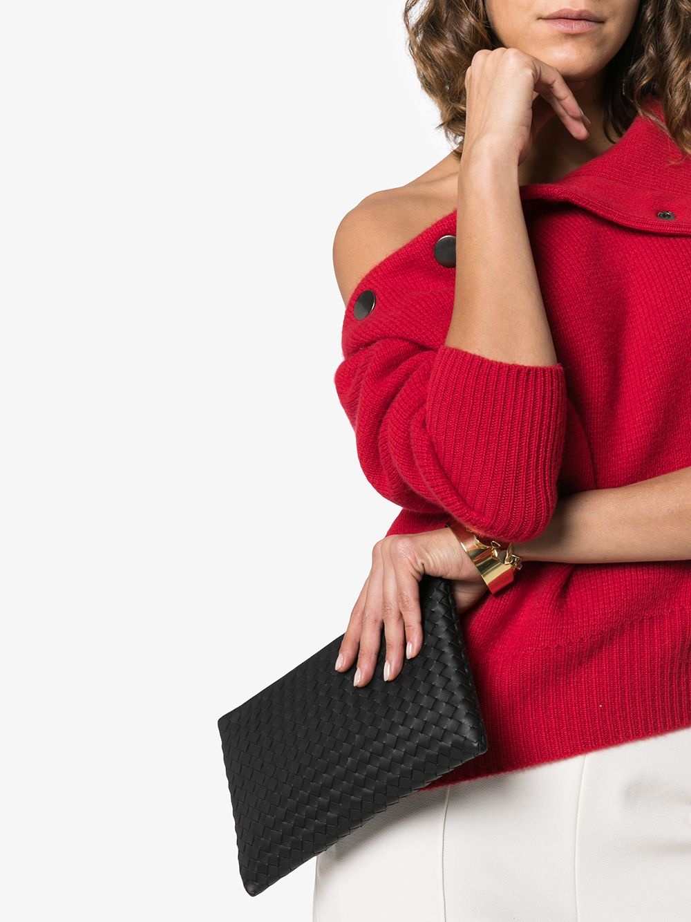 intrecciato weave zip pouch - 3