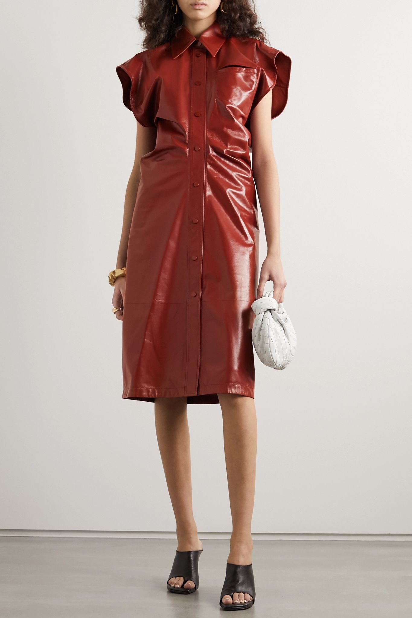 Cutout patent-leather midi dress - 3