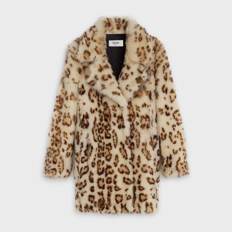 LONG PEACOAT IN PRINTED SHEARLING 1