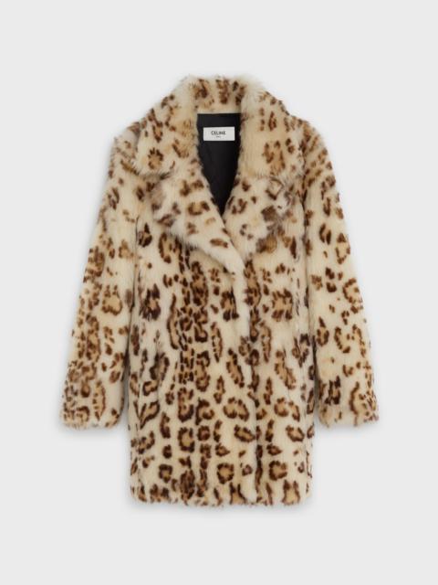 CELINE LONG PEACOAT IN PRINTED SHEARLING