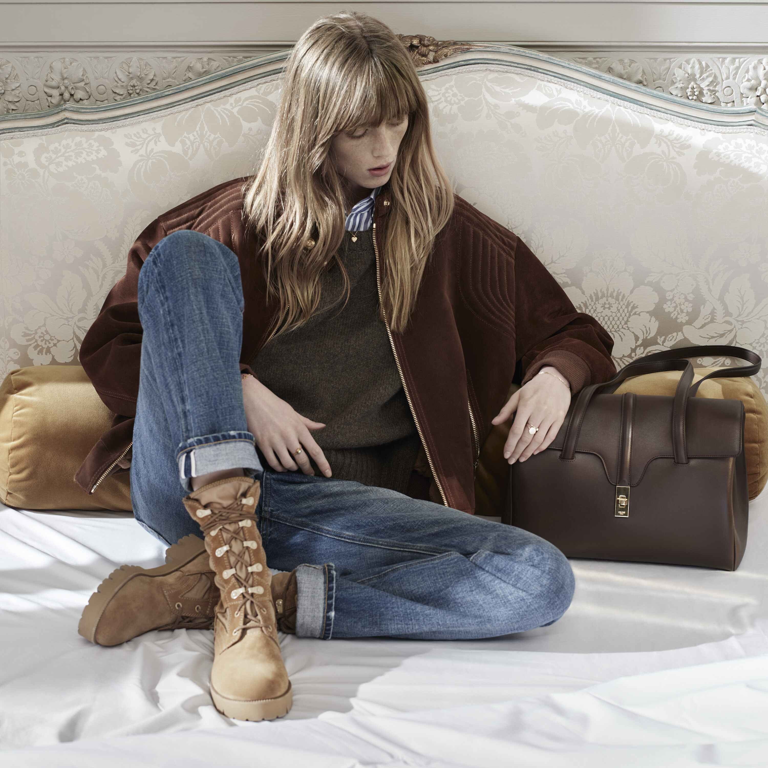CELINE OUTDOOR LACE UP BOOT in SUEDE CALFSKIN & NYLON - 4