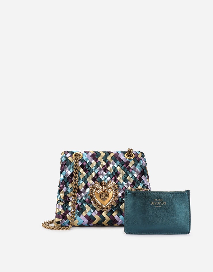 Small Devotion shoulder bag in woven laminated nappa leather - 4