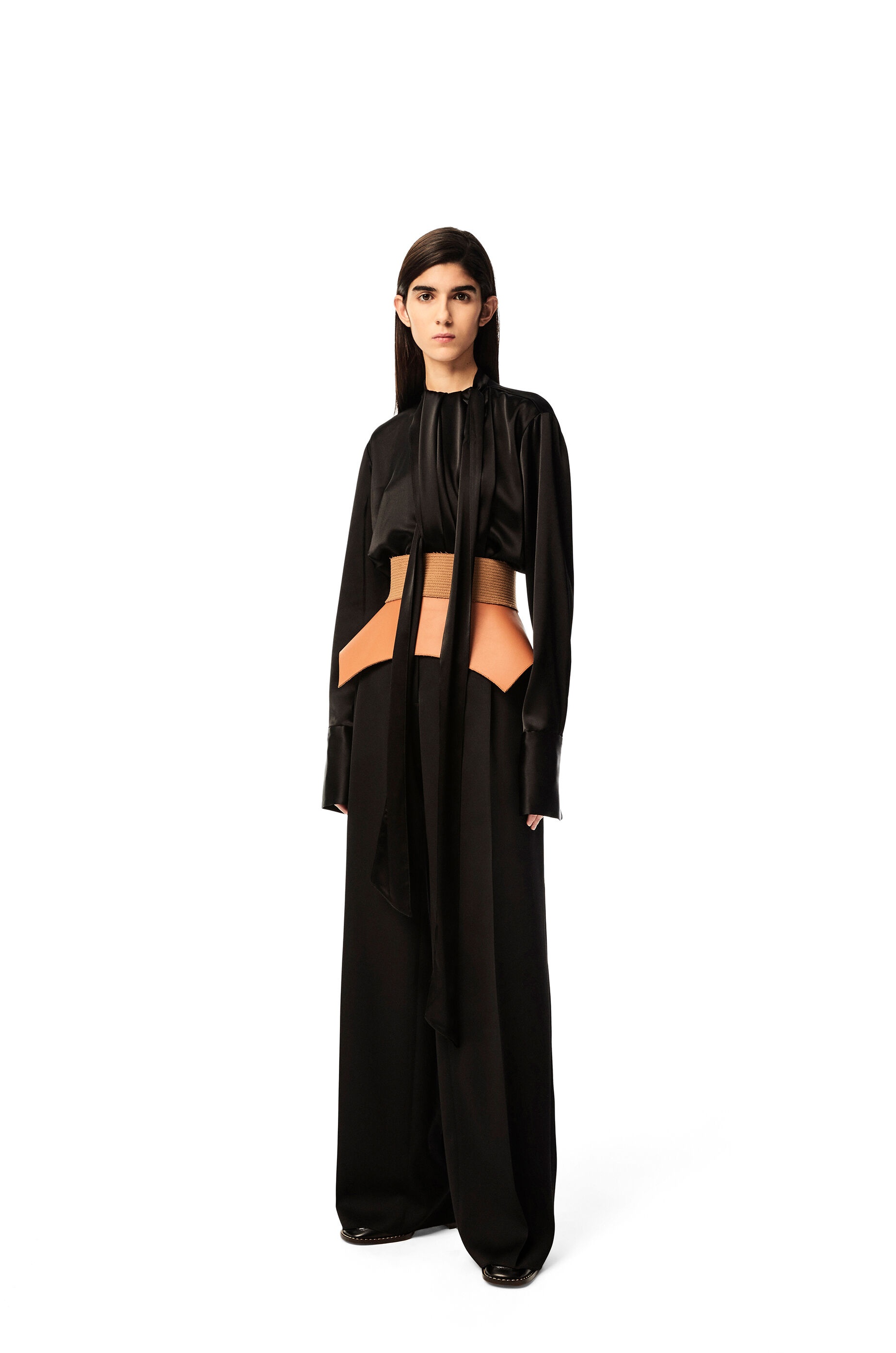 Bonded obi belt in nappa and wool - 2