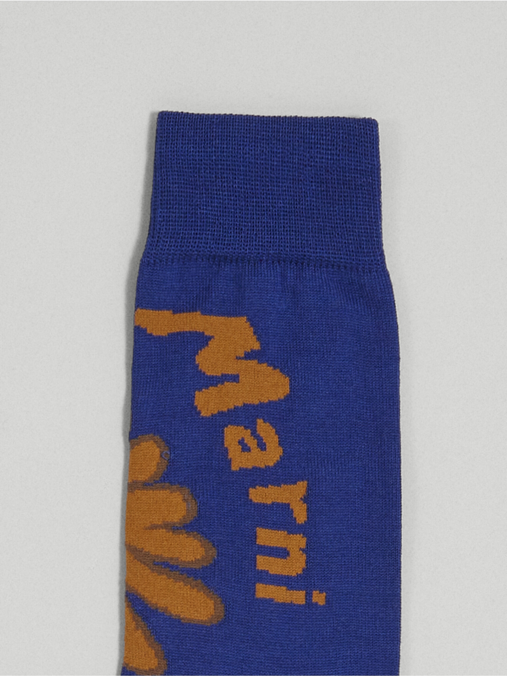 BLUE 70’S FLOWER JACQUARD COTTON AND NYLON SOCK - 3