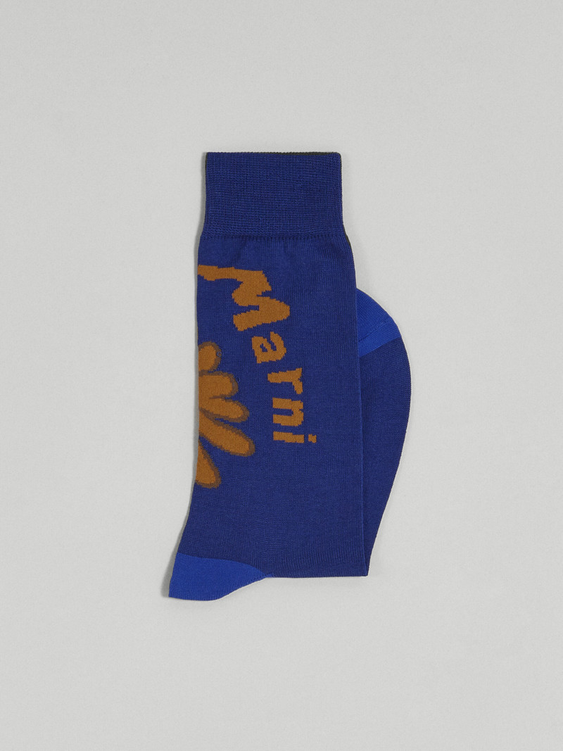 Marni BLUE 70’S FLOWER JACQUARD COTTON AND NYLON SOCK outlook