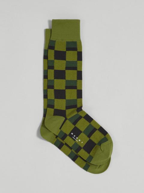 Marni ICONIC DAMIER JACQUARD COTTON AND NYLON SOCK