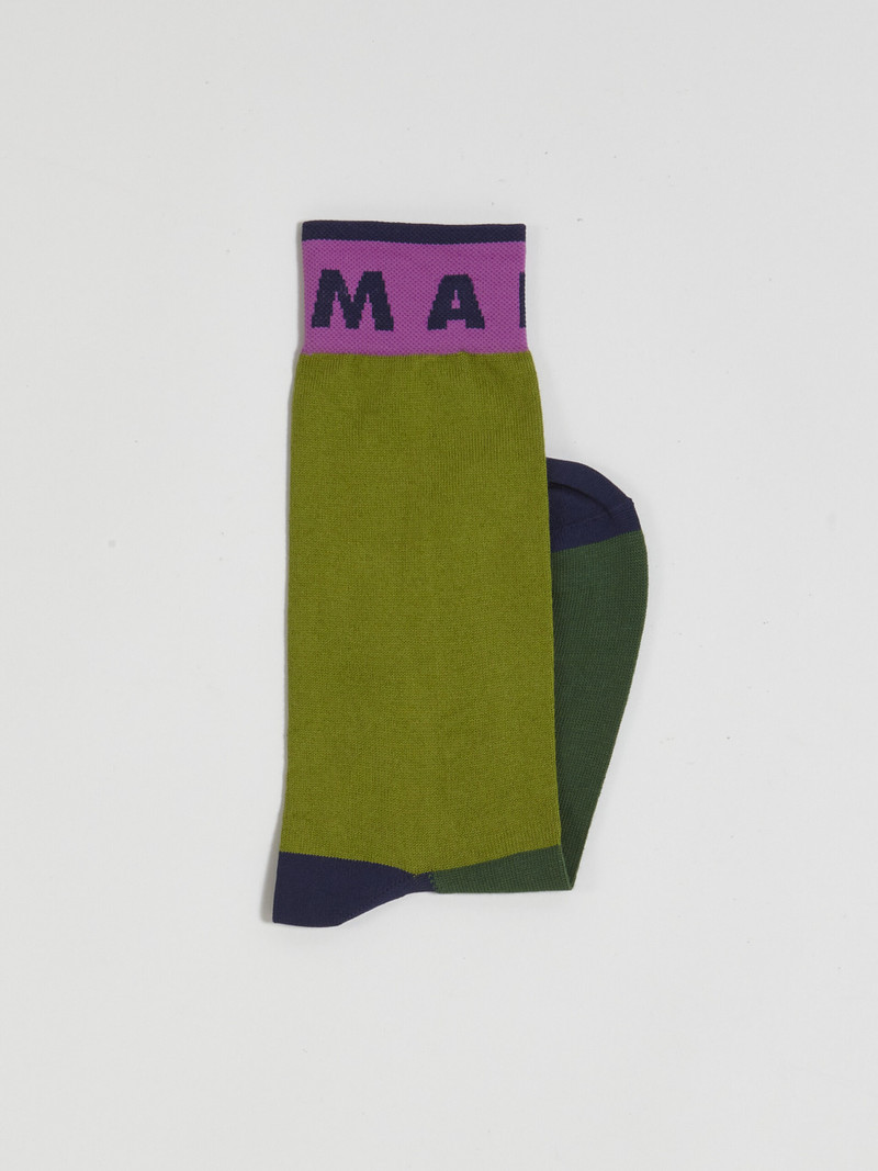 Marni TONE ON TONE GREEN AND BLUEBLACK COTTON NYLON SOCK outlook