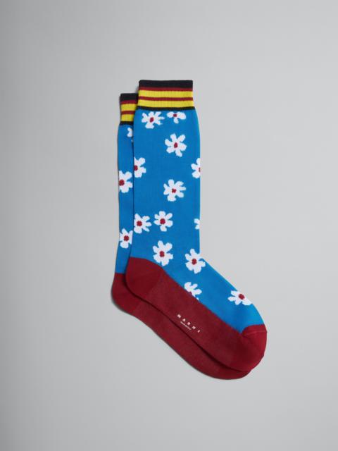 Marni DAISY MULTICOLOURED BLUE COTTON AND NYLON SOCK