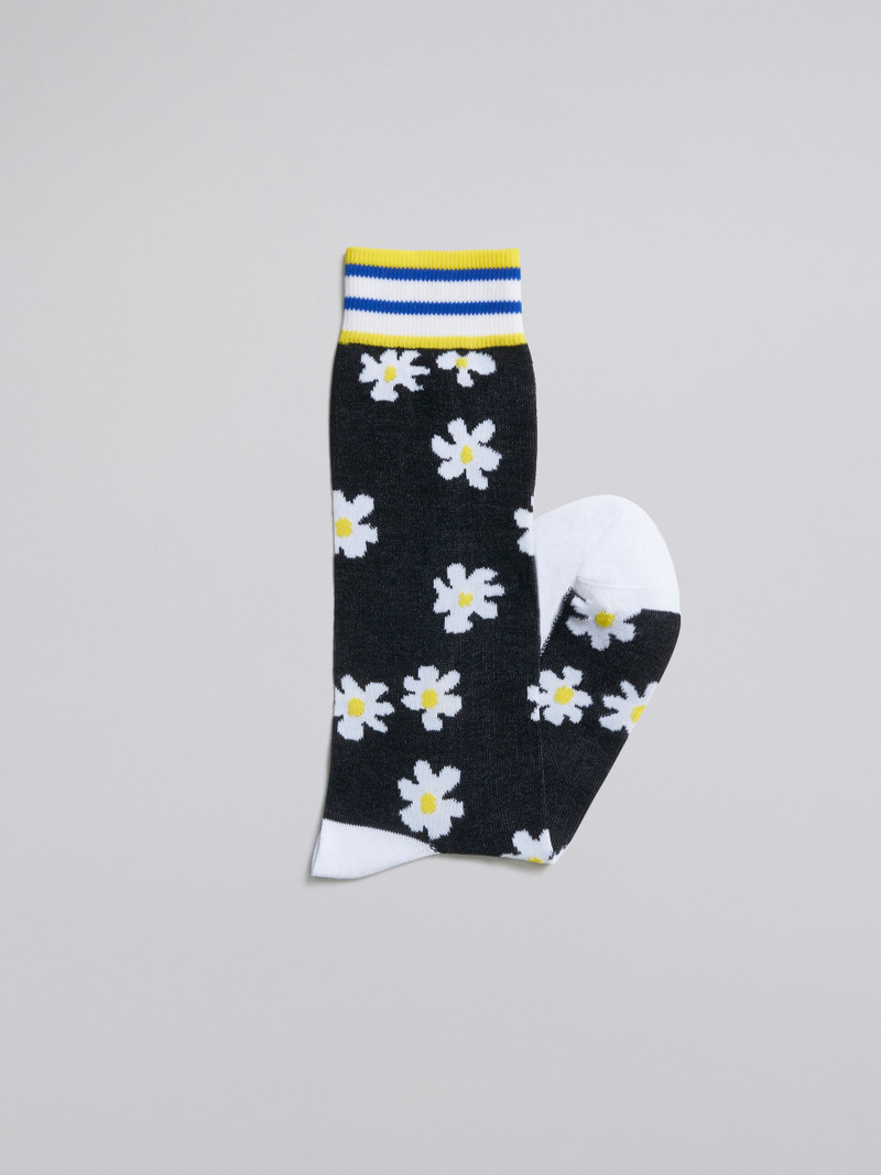 Marni DAISY MULTICOLOURED BLACK COTTON AND NYLON SOCK outlook